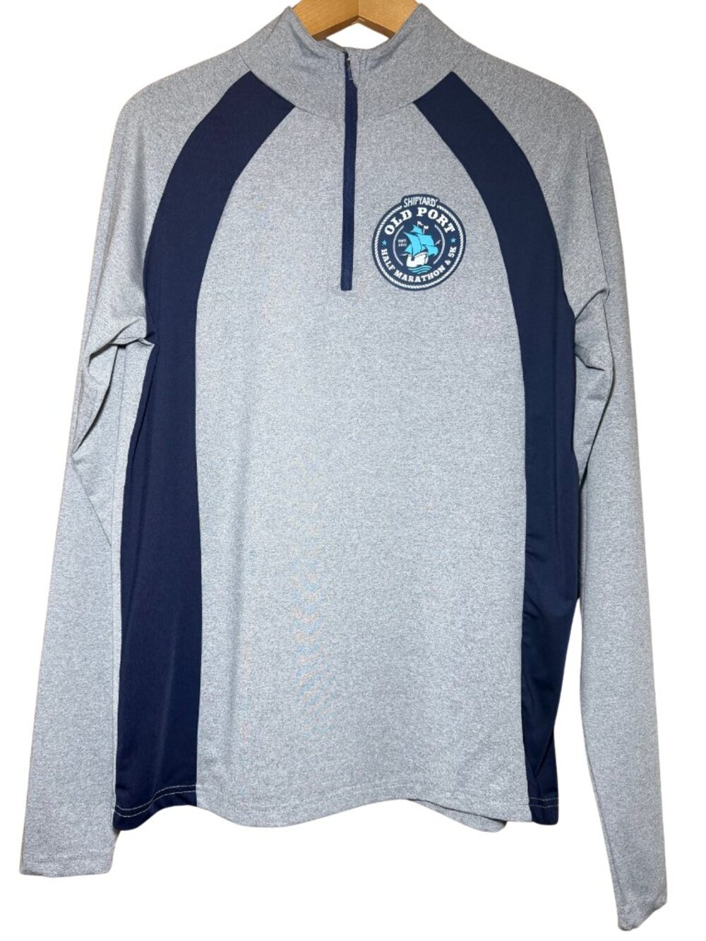 Shipyard Old Port Half Marathon 5K Maine Men's Quarter Zip Shirt S